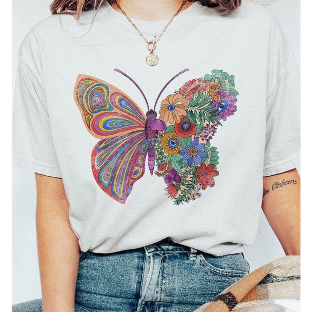 Floral Butterfly Graphic Tee